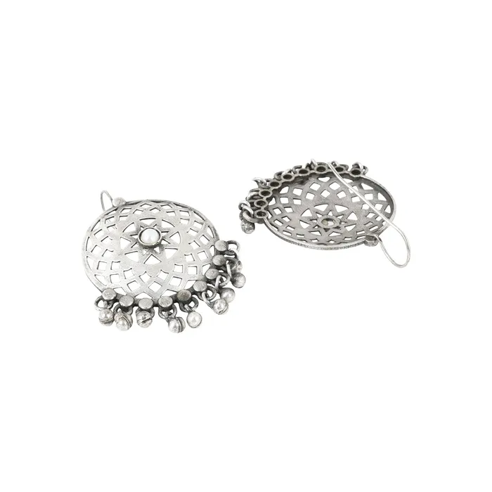 Teejh Earrings Teejh Siranshi Pearl Silver Oxidised Ghungroo Earrings