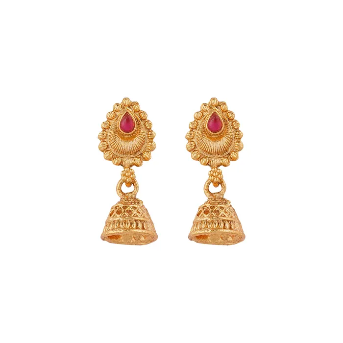 Teejh Necklaces Teejh Karthika Gold Red And Green Layered Necklace Set