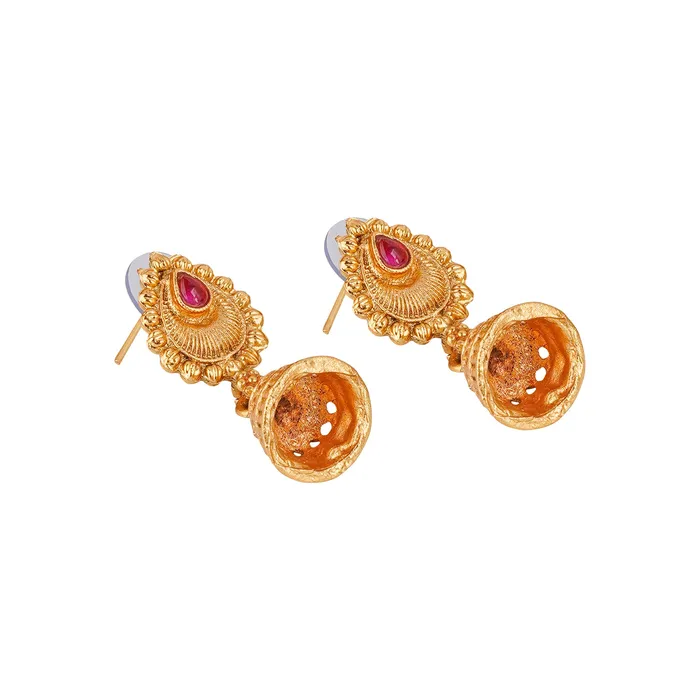 Teejh Necklaces Teejh Karthika Gold Red And Green Layered Necklace Set