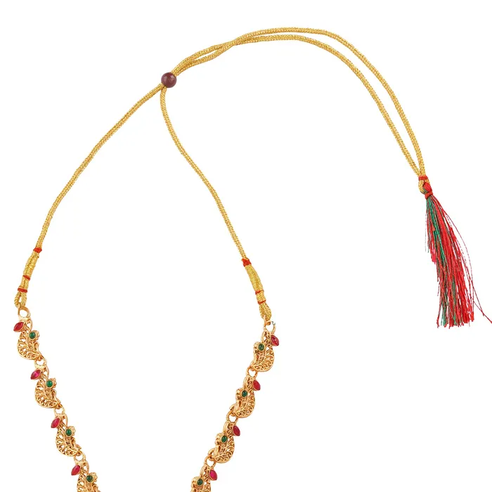 Teejh Necklaces Teejh Karthika Gold Red And Green Layered Necklace Set