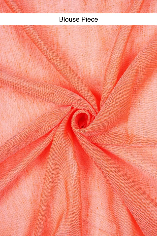 Teejh Orange Peach Mulmul Saree Teejh Earrings