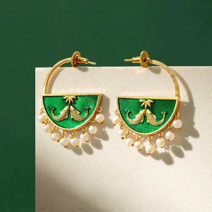 Teejh Param Sundari Green Truck Art Earrings Earrings