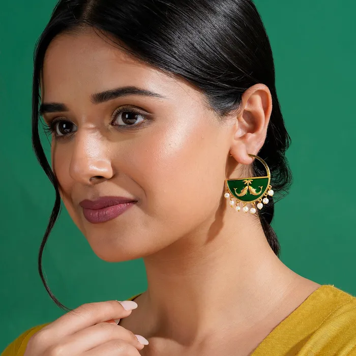 Teejh Param Sundari Green Truck Art Earrings Earrings