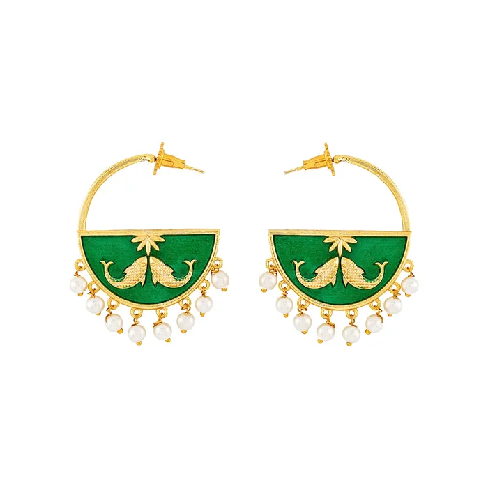 Teejh Param Sundari Green Truck Art Earrings Earrings