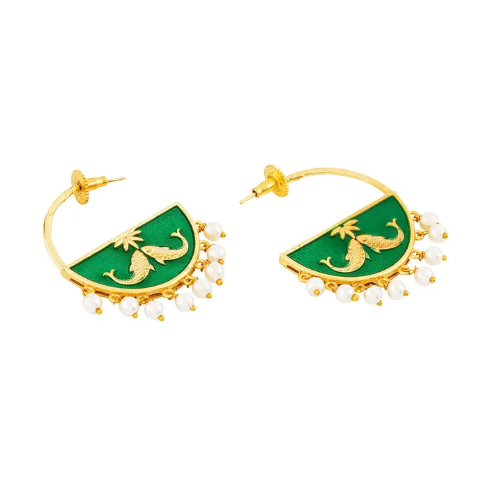 Teejh Param Sundari Green Truck Art Earrings Earrings
