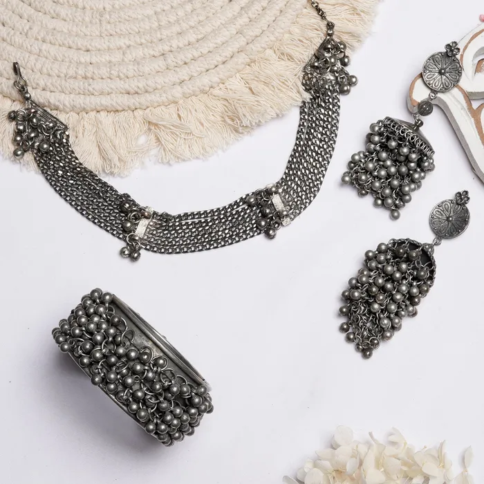 Teejh Rings Teejh Menha Silver Oxidised Jewelry Gift Set