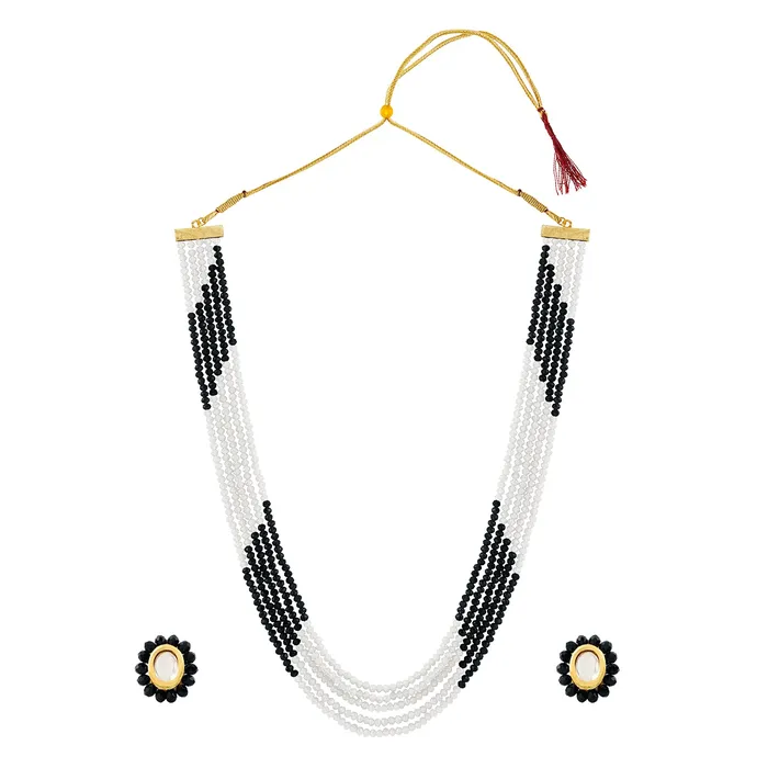 Teejh Teejh Anmol White and Black beaded Necklace set Necklaces