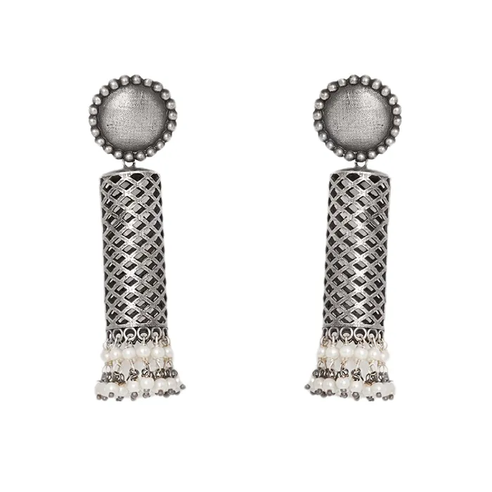 Teejh Teejh Qushi Silver Oxidised Earrings Earrings Teejh Teejh Qushi Silver Oxidised Earrings Earrings