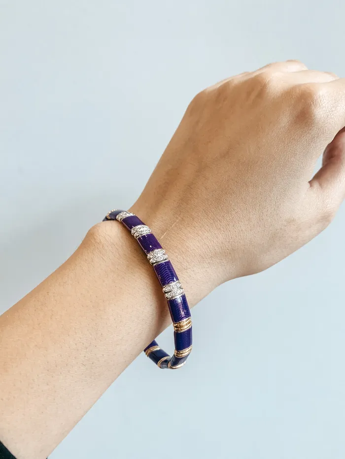 The Henderson Collection by Lecil Bracelets Purple Enamel Bangle 040ctw The Henderson Collection by Lecil Bracelets Purple Enamel Bangle 040ctw