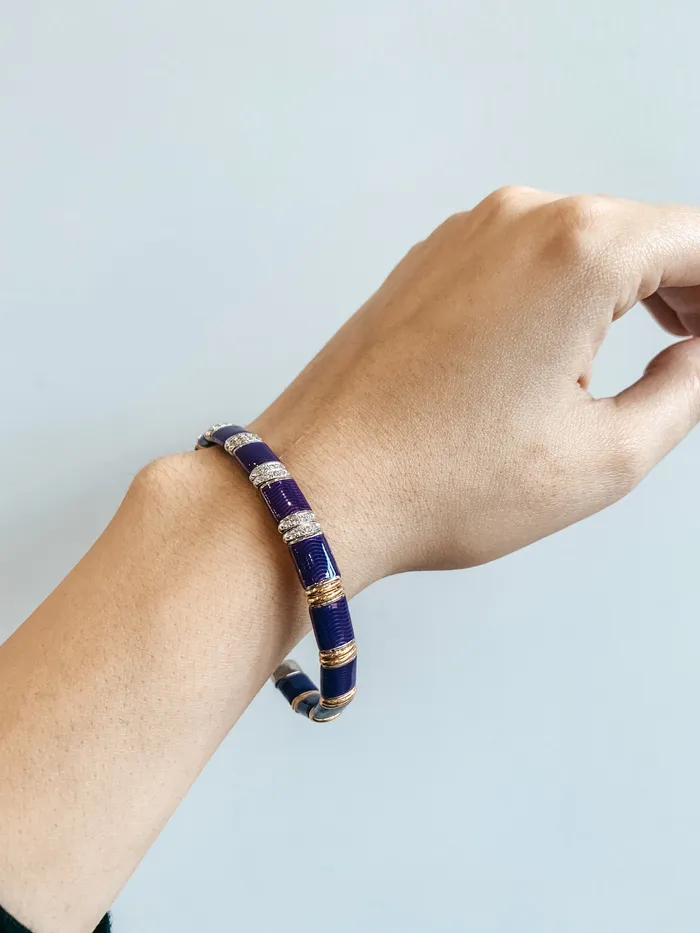 The Henderson Collection by Lecil Bracelets Purple Enamel Bangle 040ctw The Henderson Collection by Lecil Bracelets Purple Enamel Bangle 040ctw