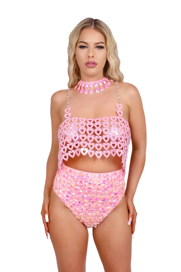 THE LUMI SHOP Necklaces Baby Pink Hearts Jewelry Top