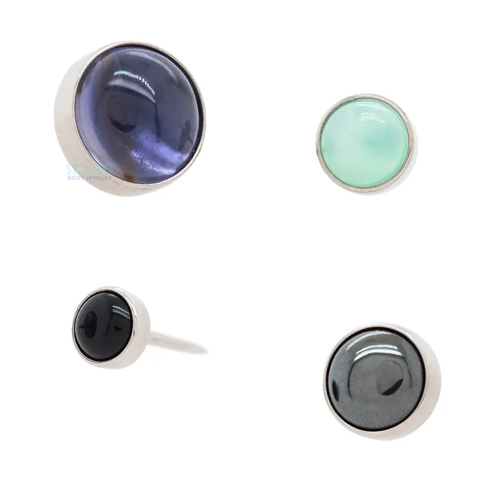threadless 3mm BezelSet Stone Cabochon End Peoples Jewelry Earrings