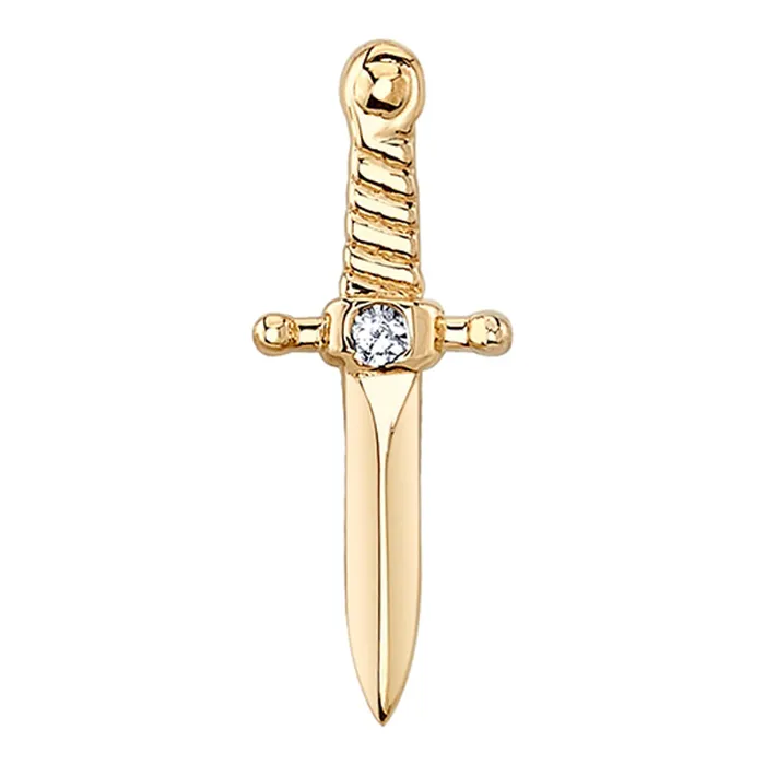 threadless Slasher Dagger Pin in Gold with DIAMOND Body Vision BVLA Earrings