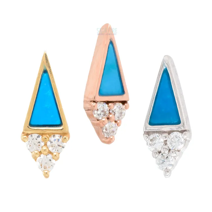 threadless Spotlight End in Gold with Turquoise CZs Buddha Jewelry Organics Earrings