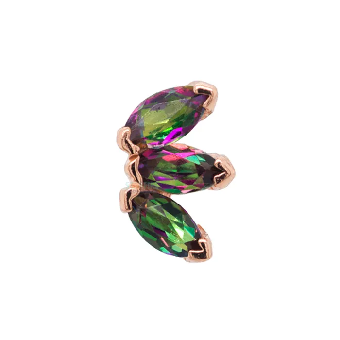 Triple Marquise Fan Threaded End in Gold with Mystic Topaz Body Vision BVLA Earrings Triple Marquise Fan Threaded End in Gold with Mystic Topaz Body Vision BVLA Earrings