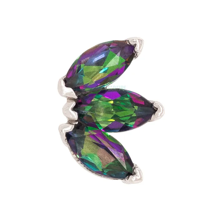 Triple Marquise Fan Threaded End in Gold with Mystic Topaz Body Vision BVLA Earrings