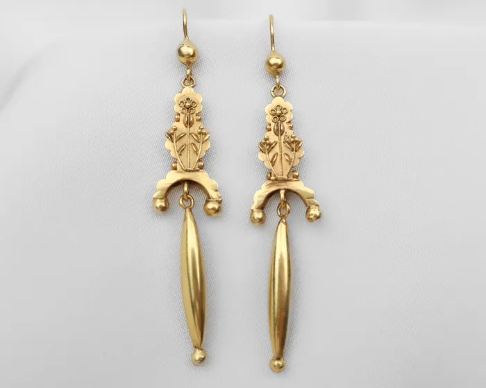 Victorian 9KT Gold Embossed Earrings Isadoras A Earrings