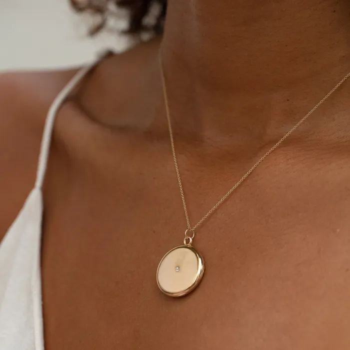 Victorian Diamond and 14K Gold Locket Antique Necklaces