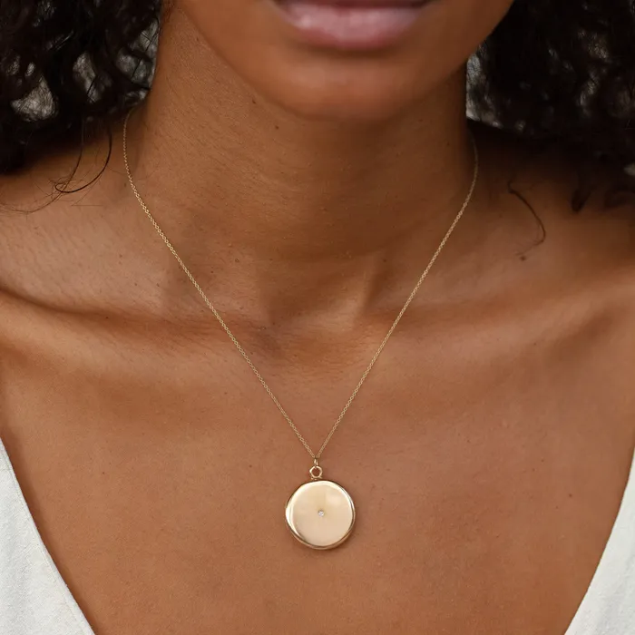 Victorian Diamond and 14K Gold Locket Antique Necklaces