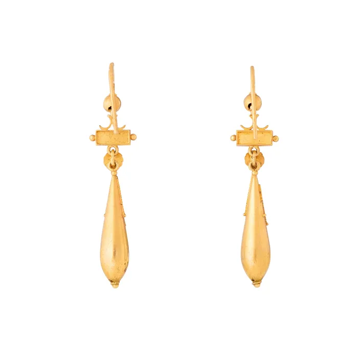 Victorian Etruscan Revival 18k Gold Earrings Antique Earrings