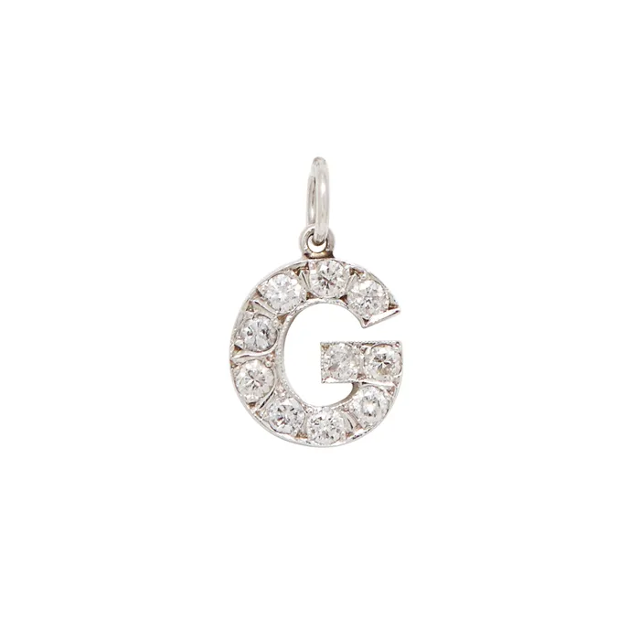 Vintage Earrings Diamond Letter G 14k Gold Charm