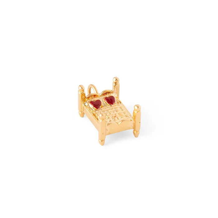 Vintage Earrings Enamel and 14k Gold Bed Charm