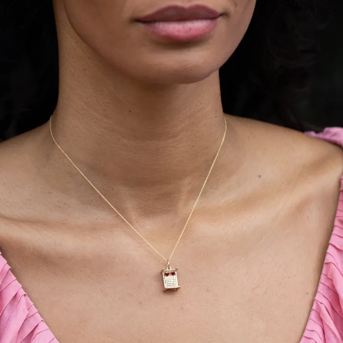 Vintage Earrings Enamel and 14k Gold Bed Charm