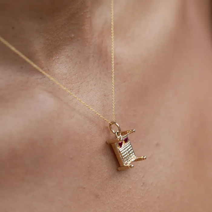 Vintage Earrings Enamel and 14k Gold Bed Charm