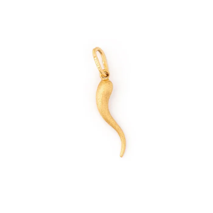 Vintage Earrings Italian Textured 14K Gold Cornicello Charm