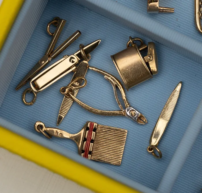 Vintage Earrings Movable Manicure Tool 14k Gold Charm