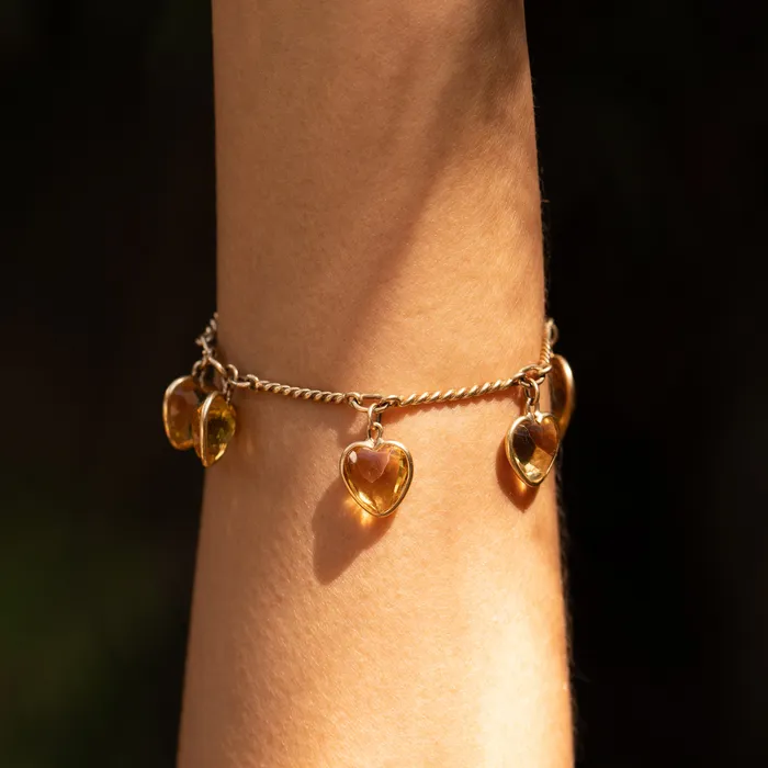 Vintage Necklaces Citrine Heart and 14k Gold Convertible Necklace And Bracelet