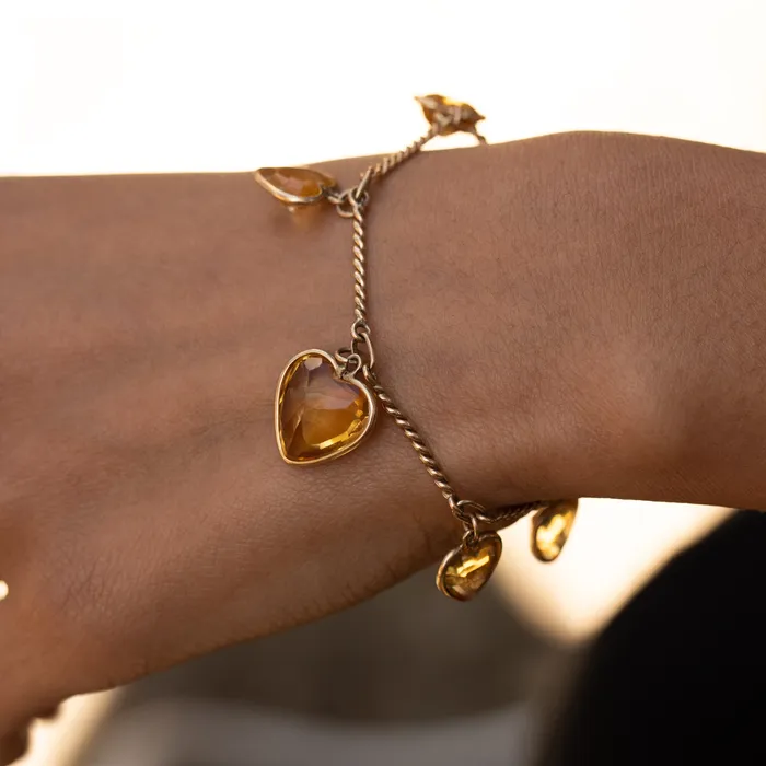 Vintage Necklaces Citrine Heart and 14k Gold Convertible Necklace And Bracelet