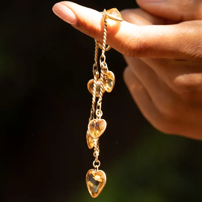 Vintage Necklaces Citrine Heart and 14k Gold Convertible Necklace And Bracelet