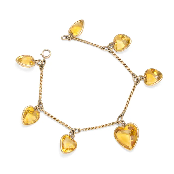Vintage Necklaces Citrine Heart and 14k Gold Convertible Necklace And Bracelet