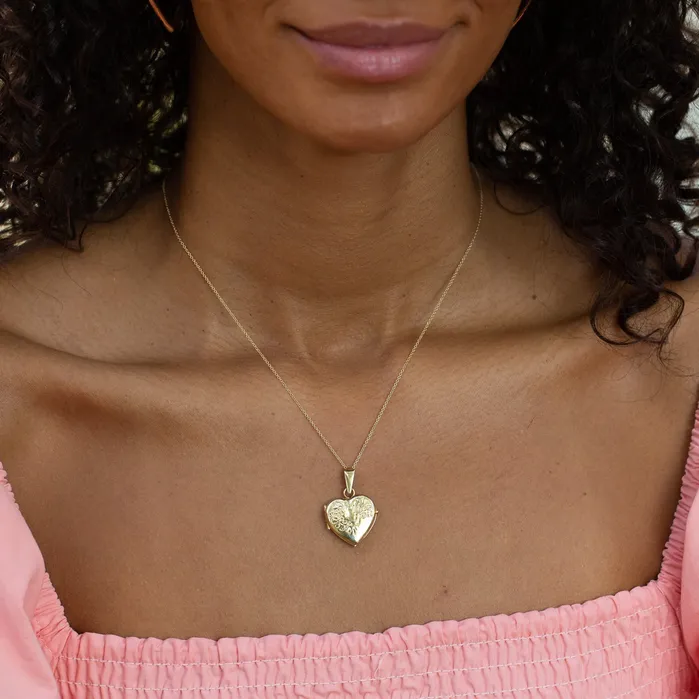 Vintage Necklaces Italian I Love You 14K Gold Heart Locket Necklace