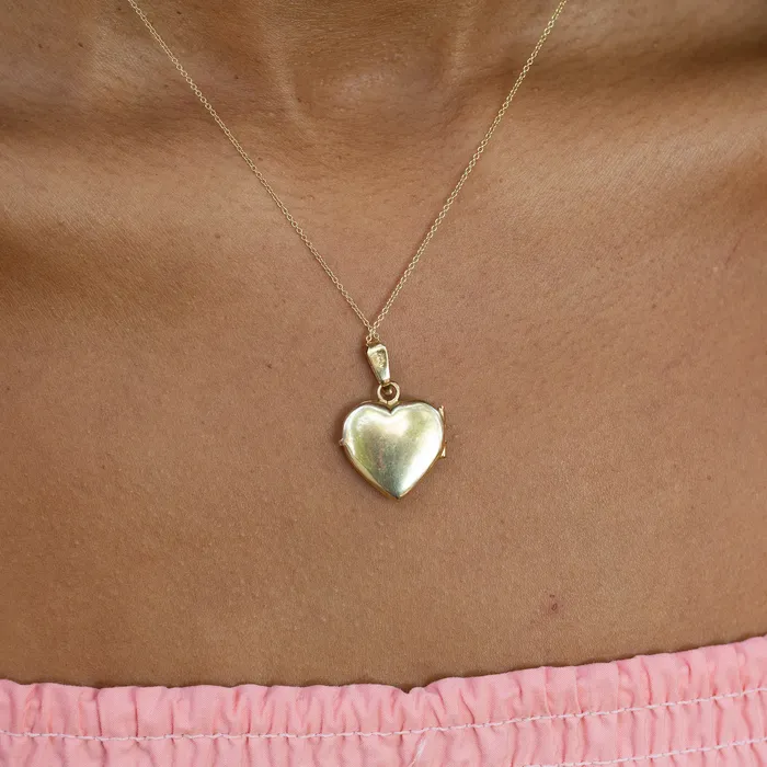 Vintage Necklaces Italian I Love You 14K Gold Heart Locket Necklace