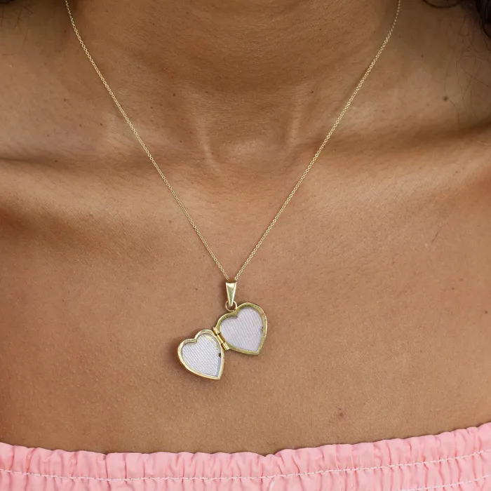 Vintage Necklaces Italian I Love You 14K Gold Heart Locket Necklace