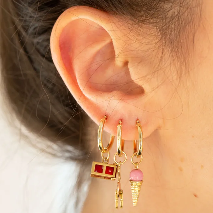 Vintage Shamrock Green Enamel And 14k Gold Charm Earrings