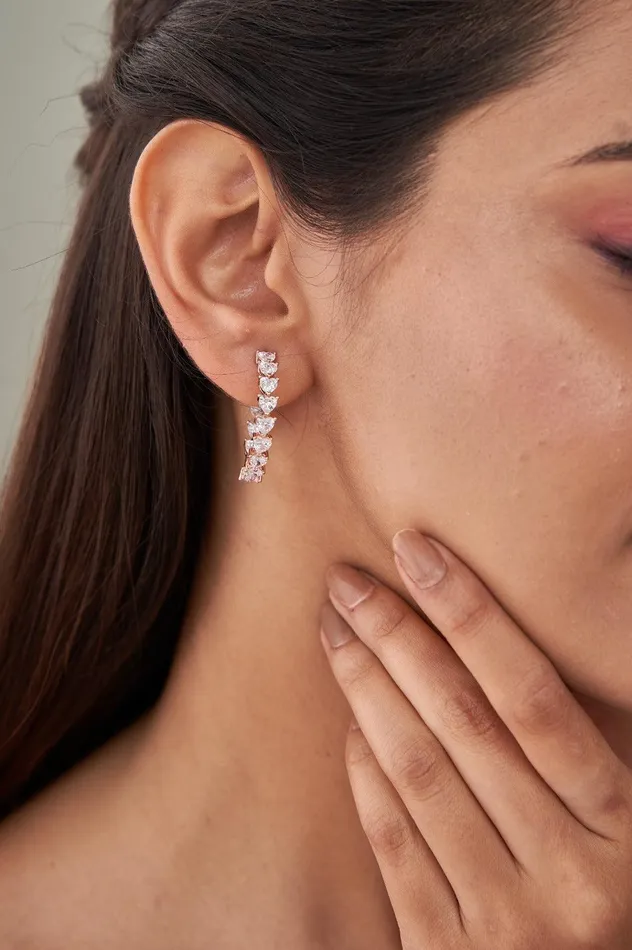 Yelena Heart Shaped Diamond Hoops attrangi Necklaces
