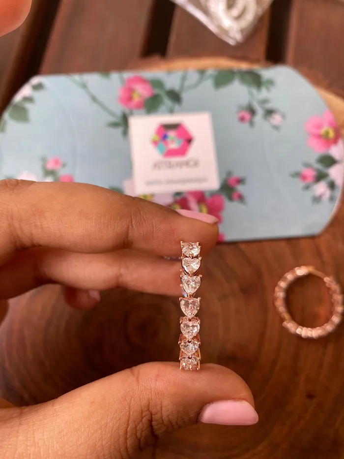 Yelena Heart Shaped Diamond Hoops attrangi Necklaces