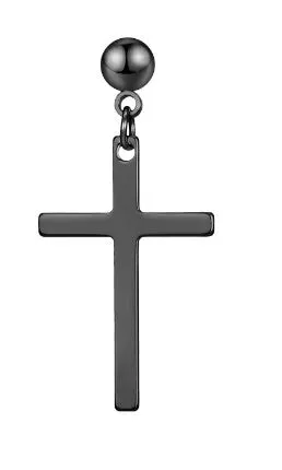 01 Earrings AZ750 Black Cross SINGLE Earring