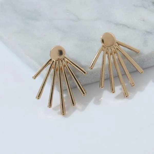 01 Earrings E51 Gold Spike Jacket Style Earrings