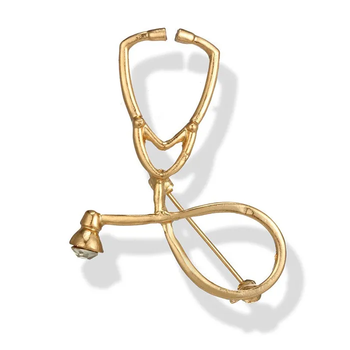 01 PreStyled Sets F17 Gold NurseDoctor Stethoscope Pin