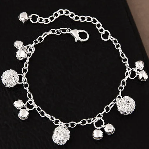 02 Bracelets B153 Silver Small Bell Bracelet