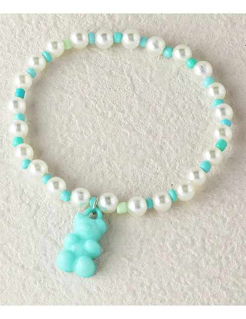 02 Bracelets L419 Pearl Bead Mint Green Gummy Bear Bracelet