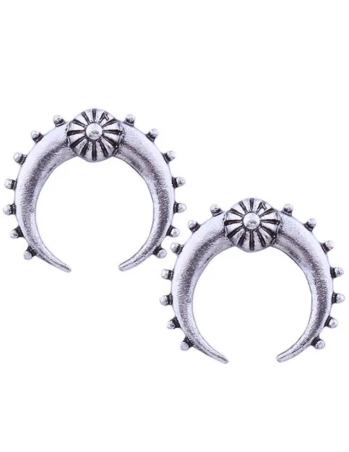 02 Earrings E223 Silver Ox Horn Earrings
