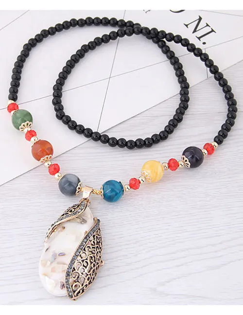 02 N1022 Multi Color Bead with White Seashell Filled Gem Necklace with FREE Earrings Necklaces 02 N1022 Multi Color Bead with White Seashell Filled Gem Necklace with FREE Earrings Necklaces