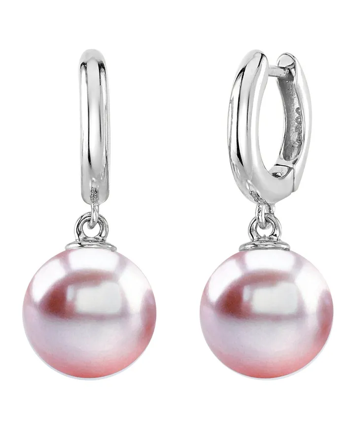 14K Gold Pink Freshwater Pearl Huggie Mary Earrings spt Earrings
