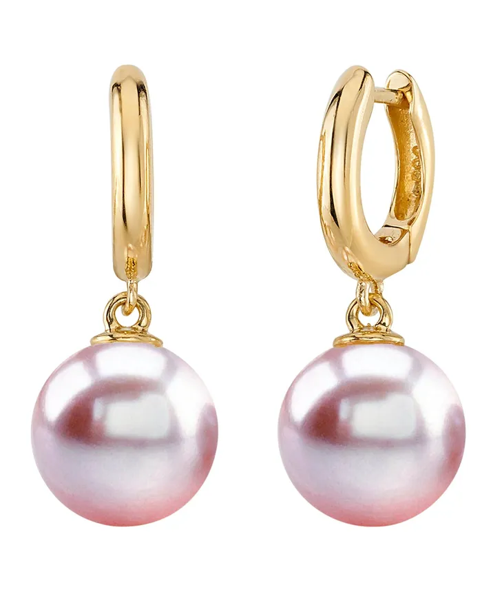 14K Gold Pink Freshwater Pearl Huggie Mary Earrings spt Earrings 14K Gold Pink Freshwater Pearl Huggie Mary Earrings spt Earrings