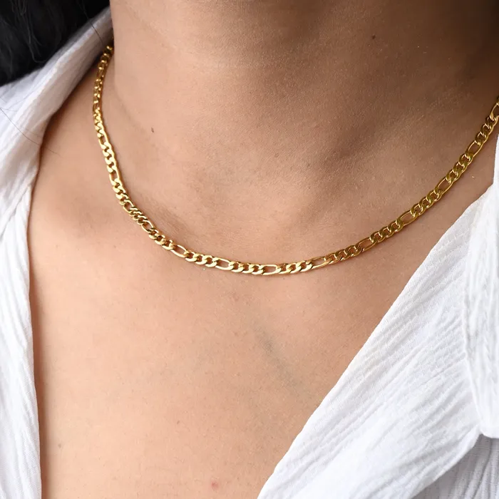 18K GoldFilled 3mm Figaro Necklace Jewelvers Necklaces